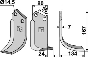 Freesmes 167x80mm, rechts