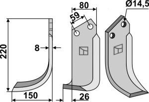 Freesmes 220x80mm, links