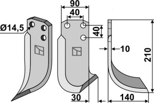 Freesmes 210x90mm, rechts
