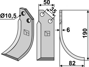 Freesmes 190x50mm, rechts