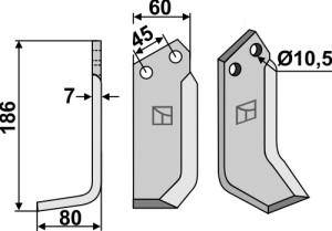 Freesmes 186x60mm, links