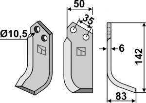 Freesmes 142x50mm, rechts