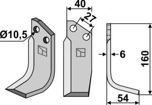 Freesmes 160x40mm, rechts