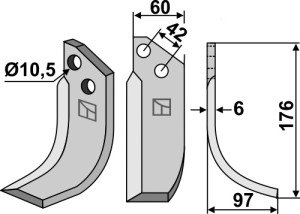 Freesmes 176x60mm, rechts