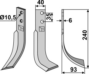 Freesmes 240x40mm, rechts