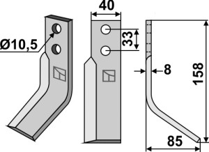 Freesmes 158x40mm, rechts