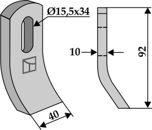 Klepel 92x40mm