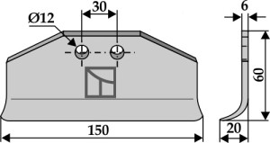 Uitwisselmes 150x60mm