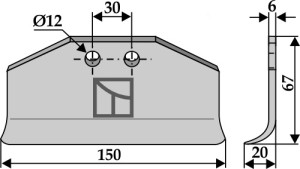 Uitwisselmes 150x67mm