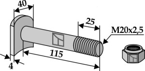 Bout M 20 x 2,5 - 8.8  met borgmoer