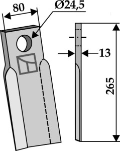 Recht mes 265x80mm