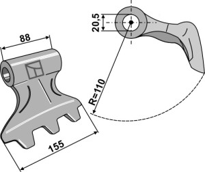 Hamerklepel 155x88mm