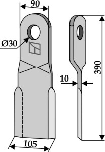 Mulchmes 390x90mm, links