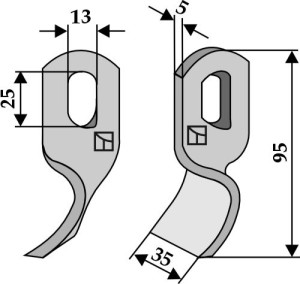 Gedraaid mes 95x35mm