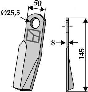 Klepel 145x50mm - rechts