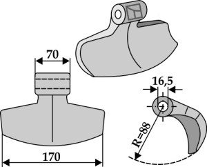 Hamerklepel 170x70mm