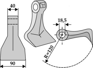Hamerklepel 90x40mm