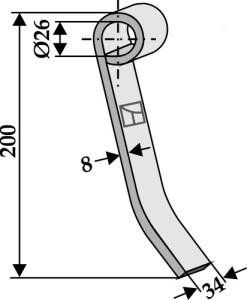 Middenklepel 200x34mm