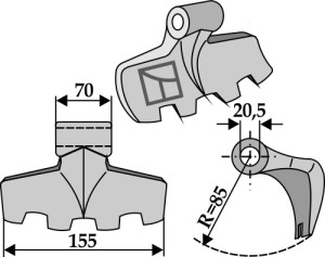 Hamerklepel 155x70mm