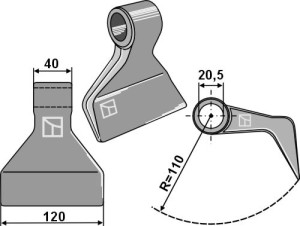 Hamerklepel 120x40mm