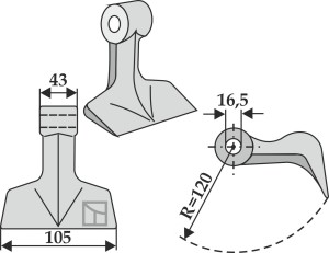 Hamerklepel 105x43mm