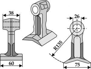 Hamerklepel 60x38mm