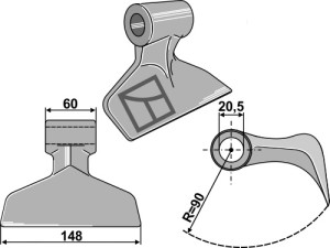 Hamerklepel 148x60mm