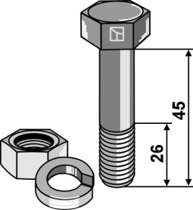 Bout met moer en veerring - 5/8''UNF