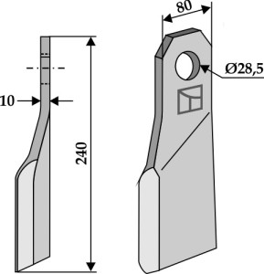 Klepel 240x80mm - rechts