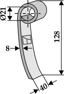 Klepel 128x40mm