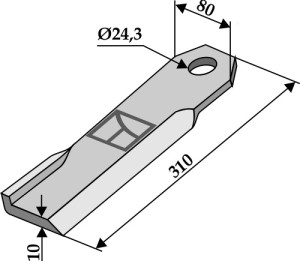 Klepel 310x80mm - links - Alte  Ausführung
