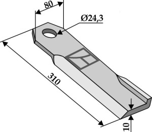 Klepel 310x80mm - rechts - Alte  Ausführung