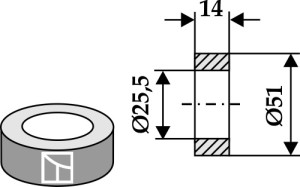 Schijf Ø51x14xØ25,5