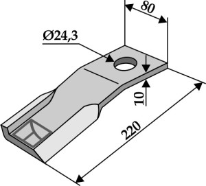 Klepel 220x80mm - links