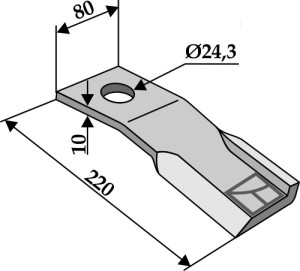 Klepel 220x80mm - rechts