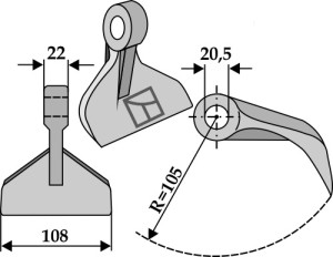 Hamerklepel 108x22mm