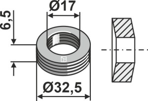 Elastische afstandsbus ø32,5x6,5xø17