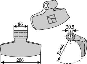 Hamerklepel 206x86mm