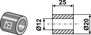 Aluminium bus 25xØ12xØ20