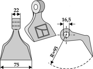 Hamerklepel 75x22mm