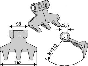 Hamerklepel 163x98mm