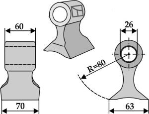Hamerklepel 70x60mm
