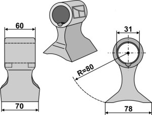 Hamerklepel 70x60mm