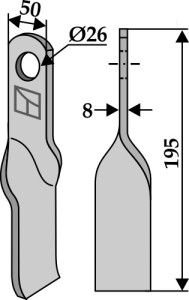 Gedraaid mes 195x50mm