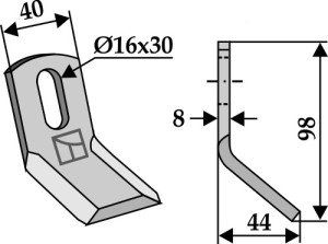 Y-messer 98x40mm universeel