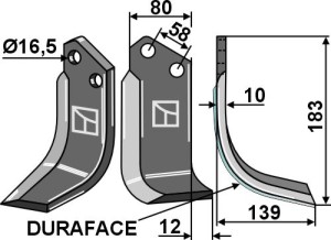 Freesmes DURAFACE 183x80mm, rechts