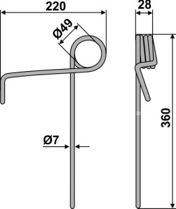 Wiedegtand Ø7mm - vooraan