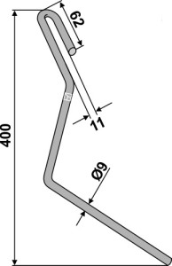 Wiedegtand Ø9mm, rechts