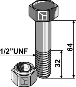 Bout met borgmoer - 1/2''UNF