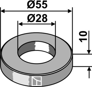 Schijf Ø55x10xØ28